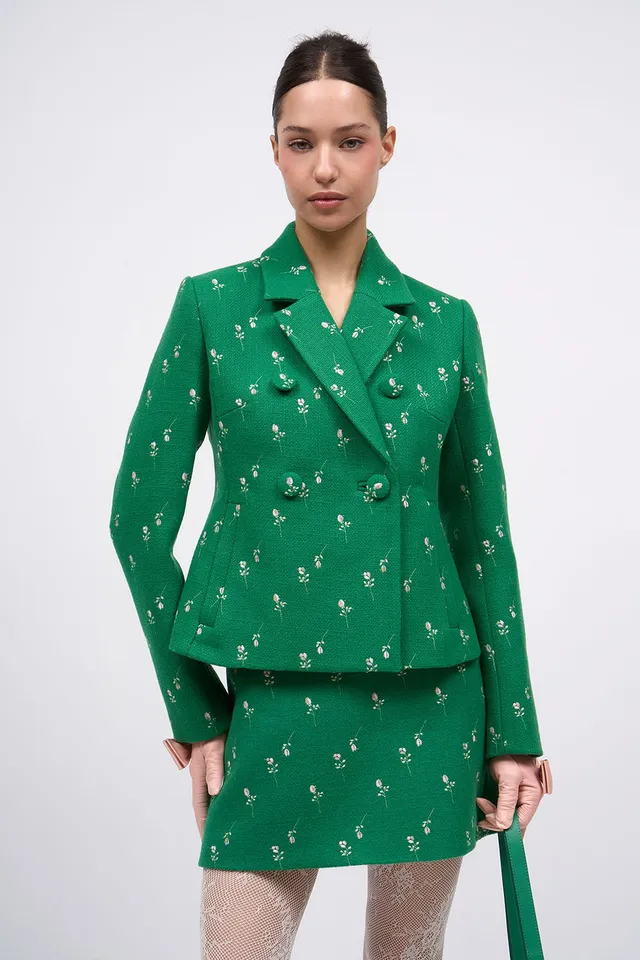 Paul & Joe Louane veste courte cintrée brodée vert