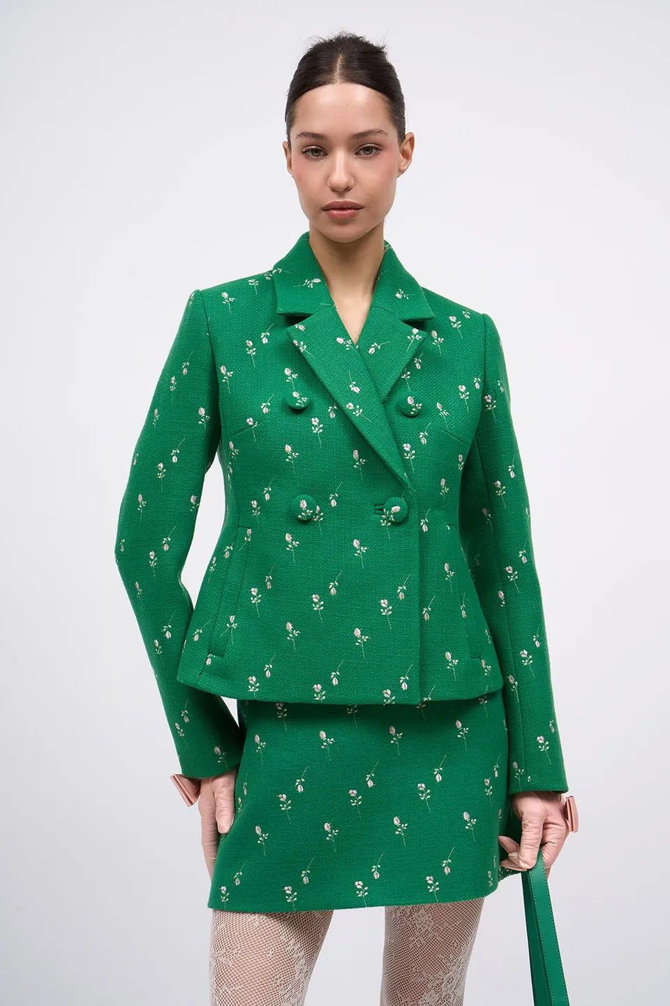 Paul & Joe Louane veste courte cintrée brodée vert