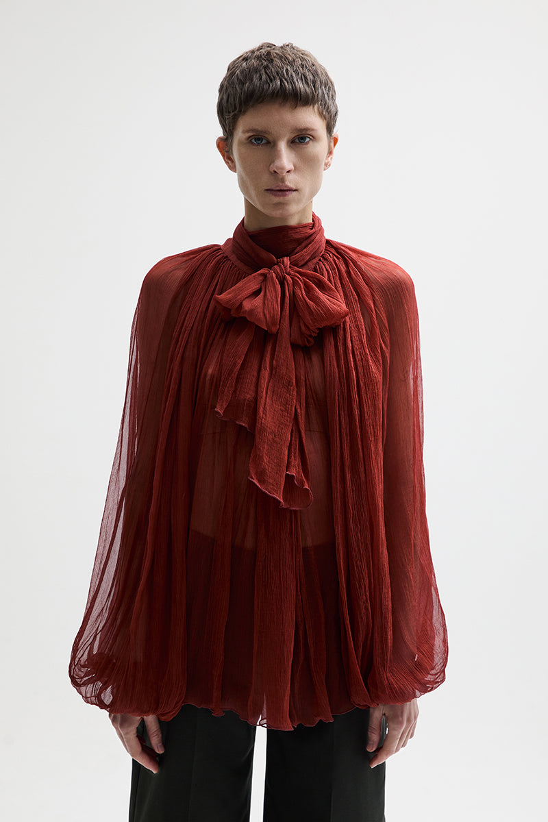 ATU Body Couture Silk chemisier soie brique foulard 100% soie