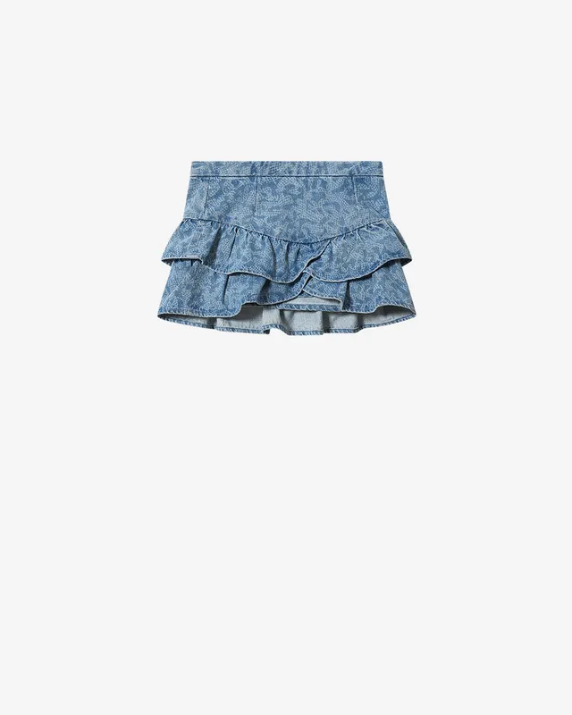 Isabel Marant Leyje JU0474FA-D1H06E Jupe bleu volants denim