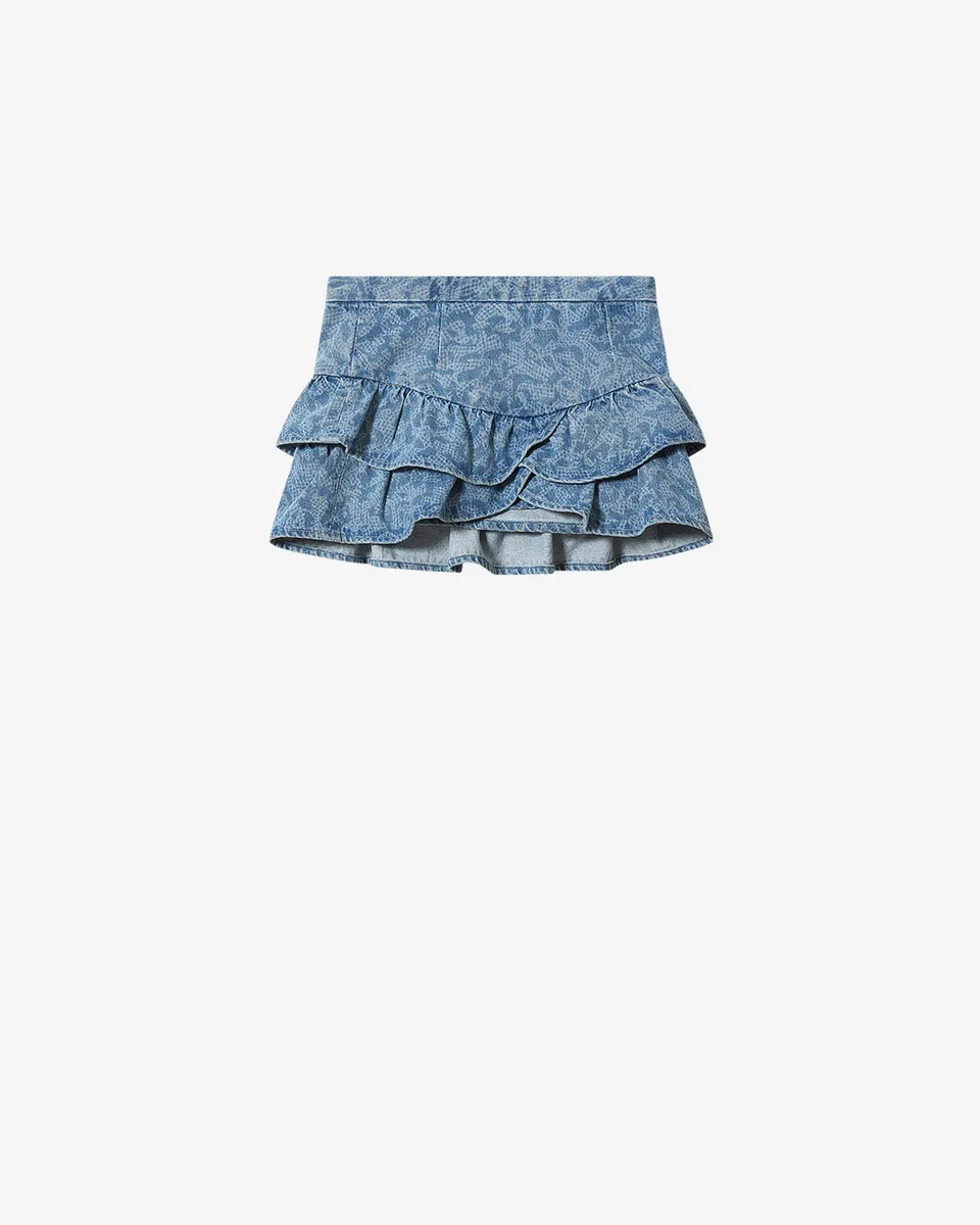 Isabel Marant Leyje JU0474FA-D1H06E Jupe bleu volants denim
