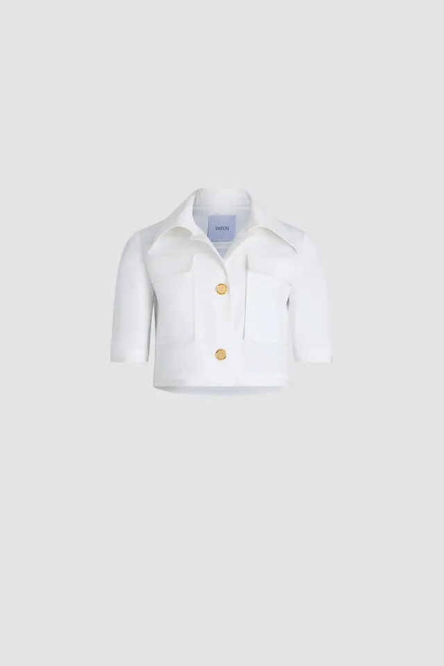 Patou JA048 veste cropped blanche gabardine