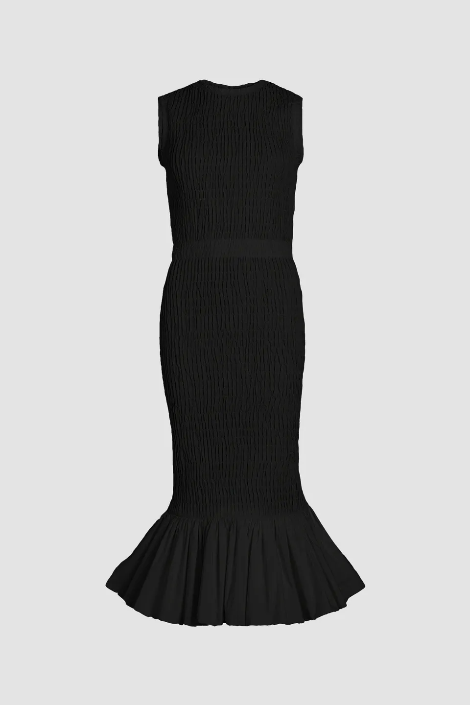 Patou Robe midi smockée sirène noire faille recyclée cérémonie