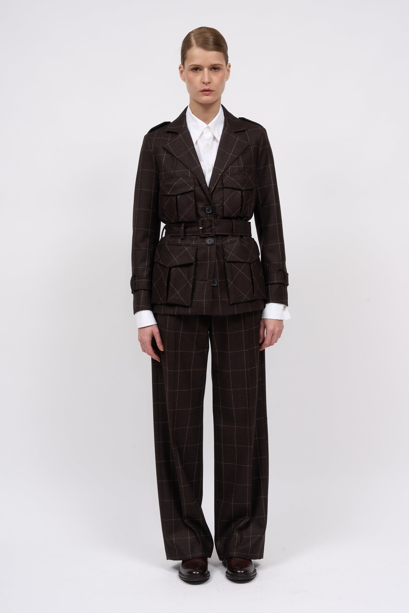 Paul & Joe Phoebe pantalon laine merino carreaux large