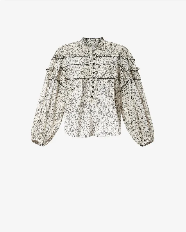 Isabel Marant Doane HT0914FA blouse écru et noir pois