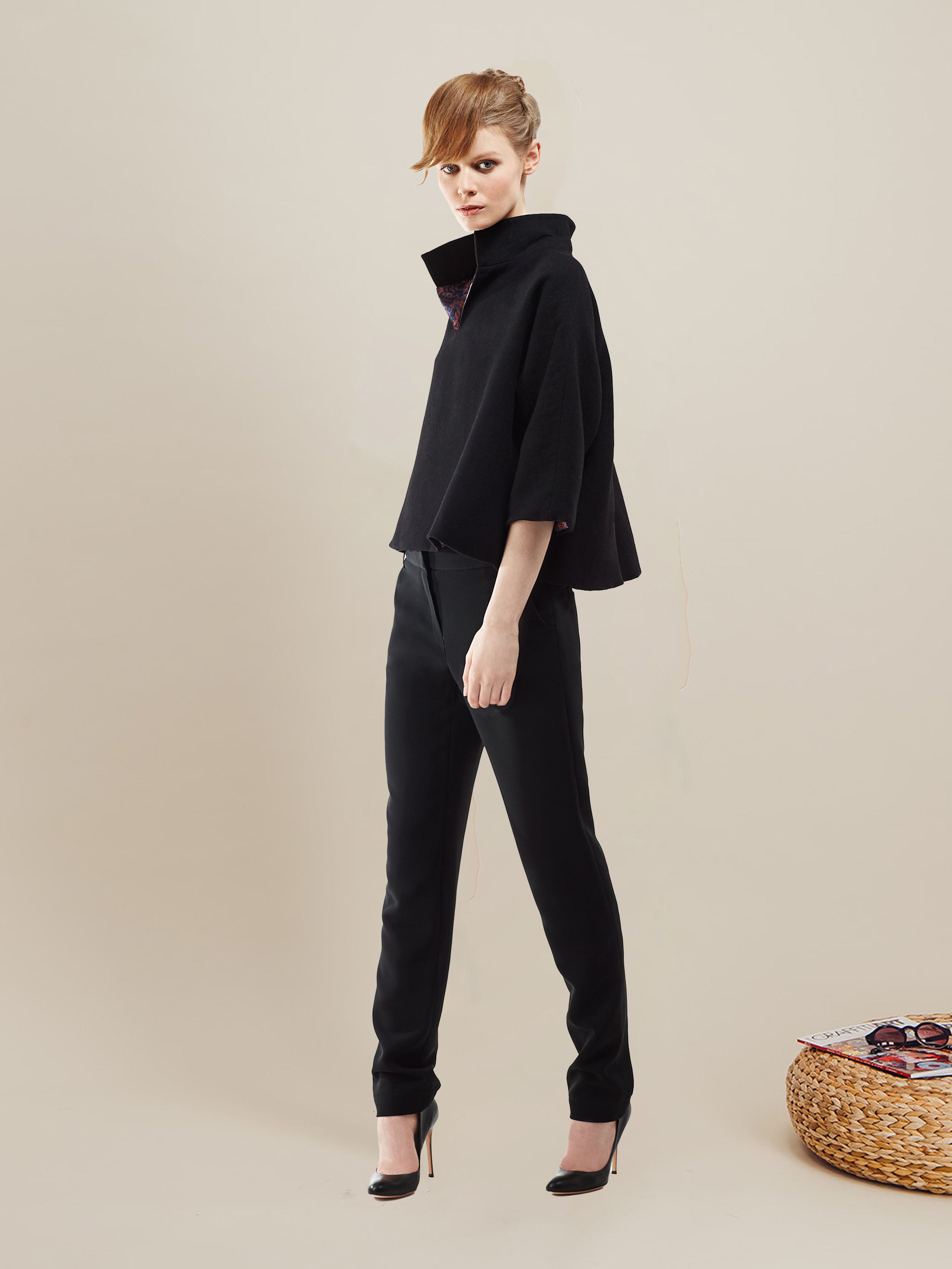 Anahide Saint André Zenith pantalon droit noir stretch