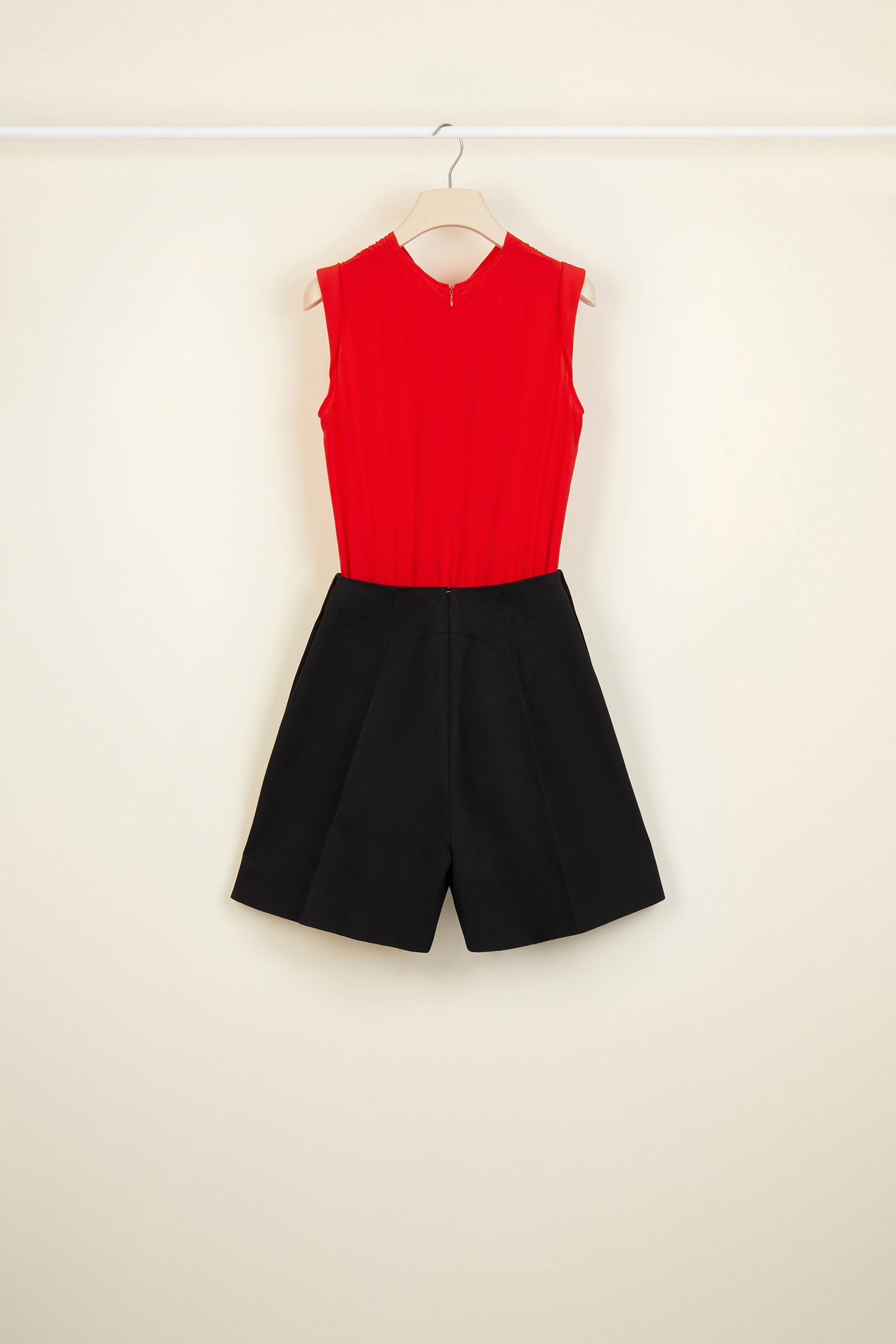 Patou P20JU001 combishort soie coton noir coquelicot