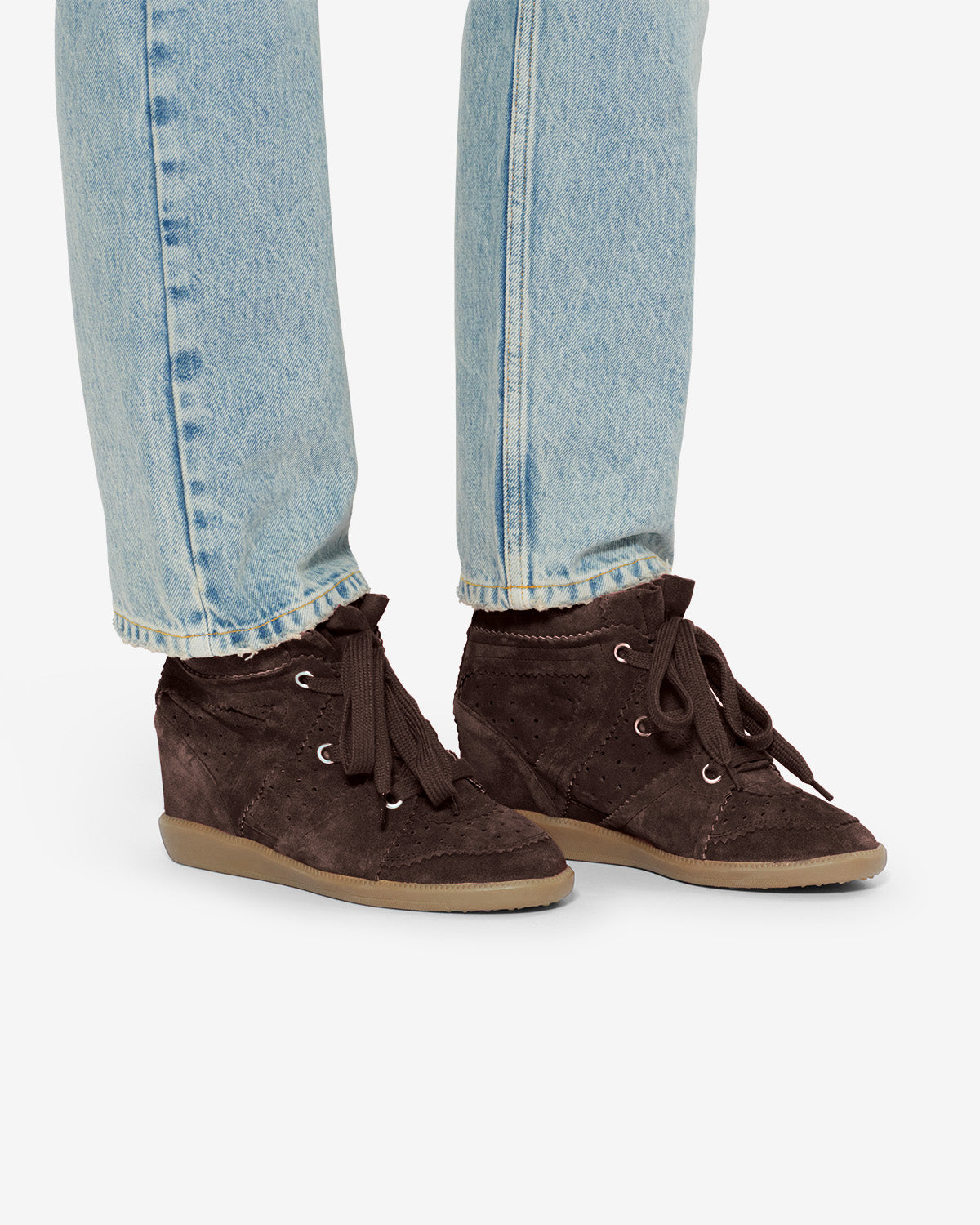 Isabel Marant Bobby baskets chocolat cuir compensées