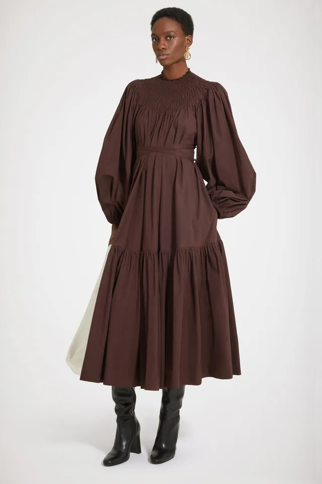 Patou DR120 robe maxi smockée coton bio Maya Mountain 34-44