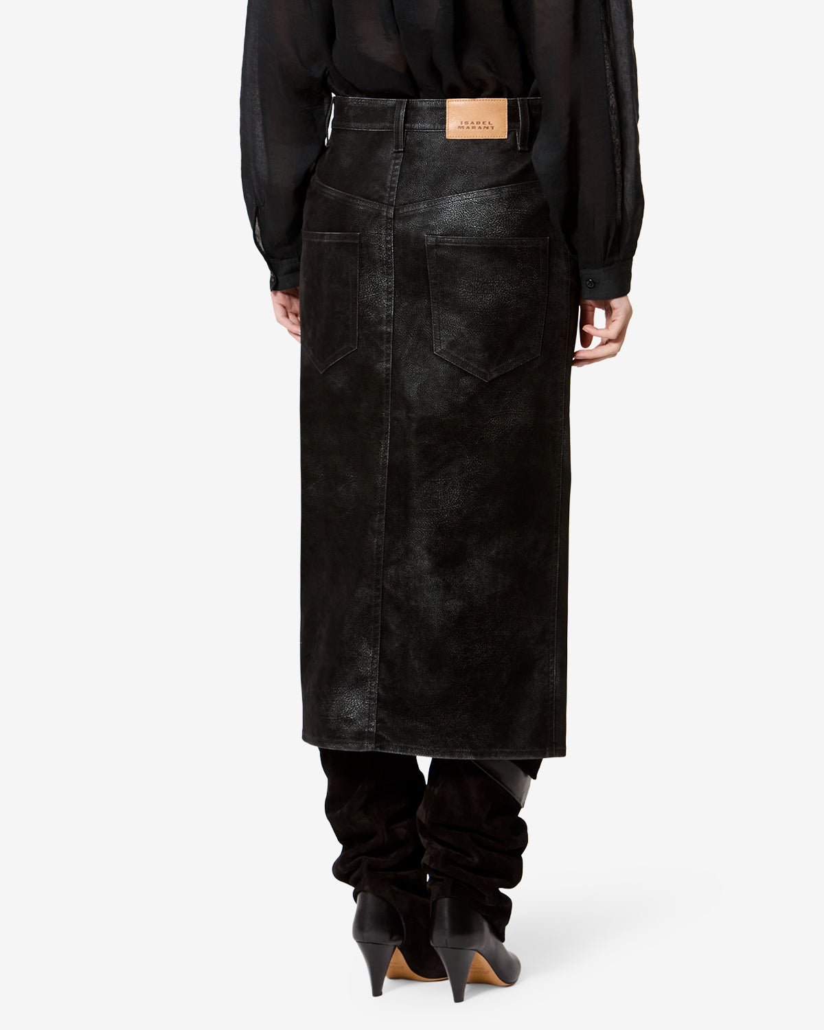 Isabel Marant Bisane JU0524FA jupe suédine noire mi-longue