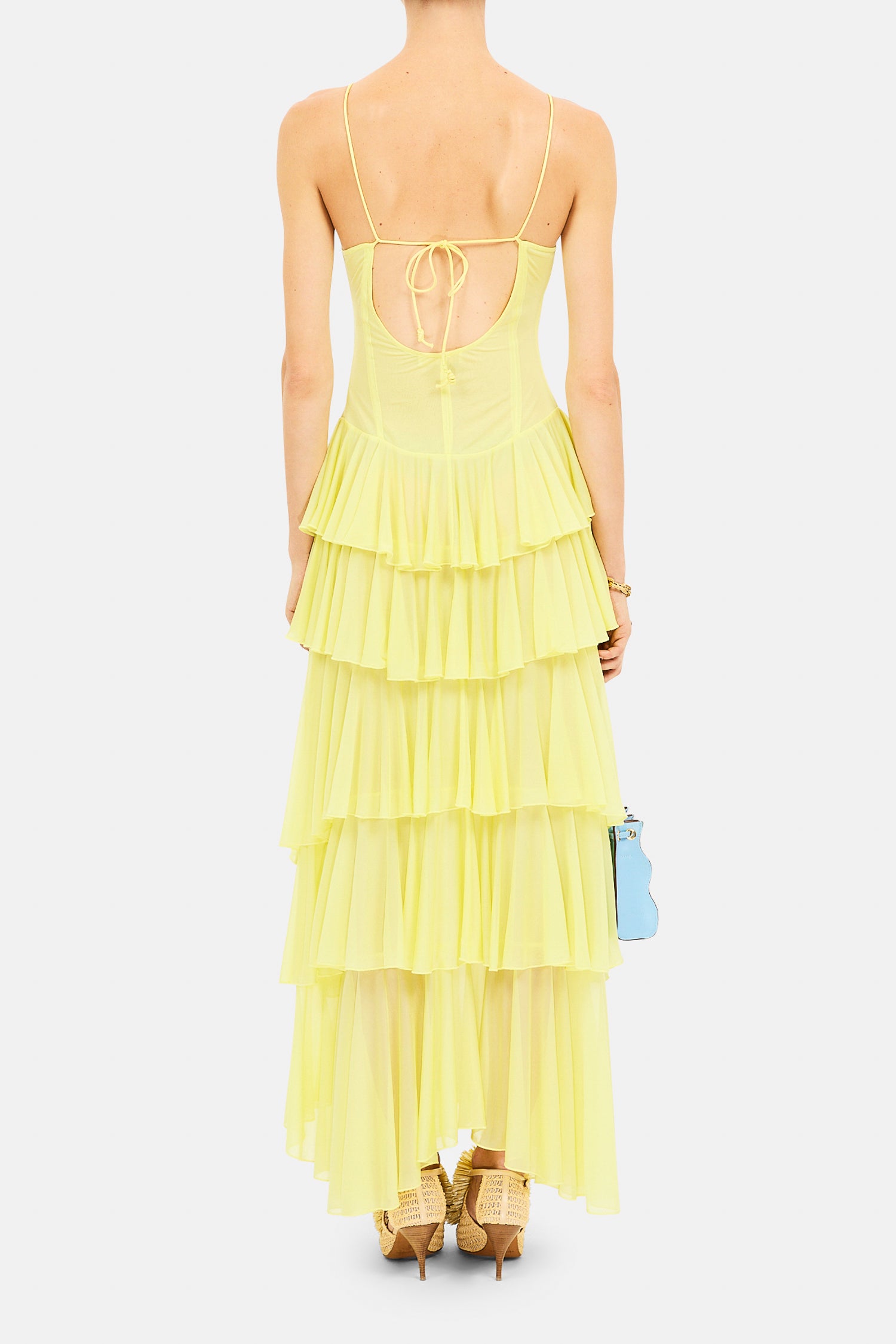 Ulla Johnson Estelle robe Citron jersey volants maxi