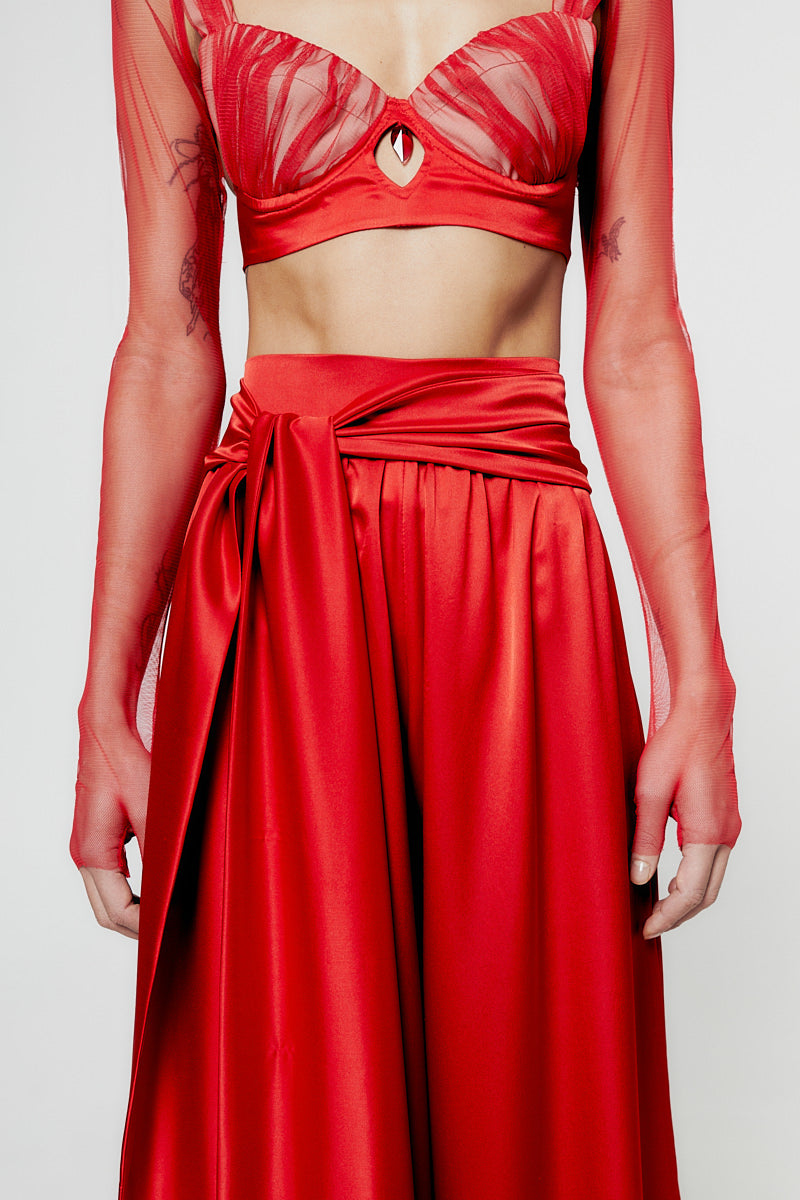 ATU Body Couture Ruby crop top rouge soie cristal