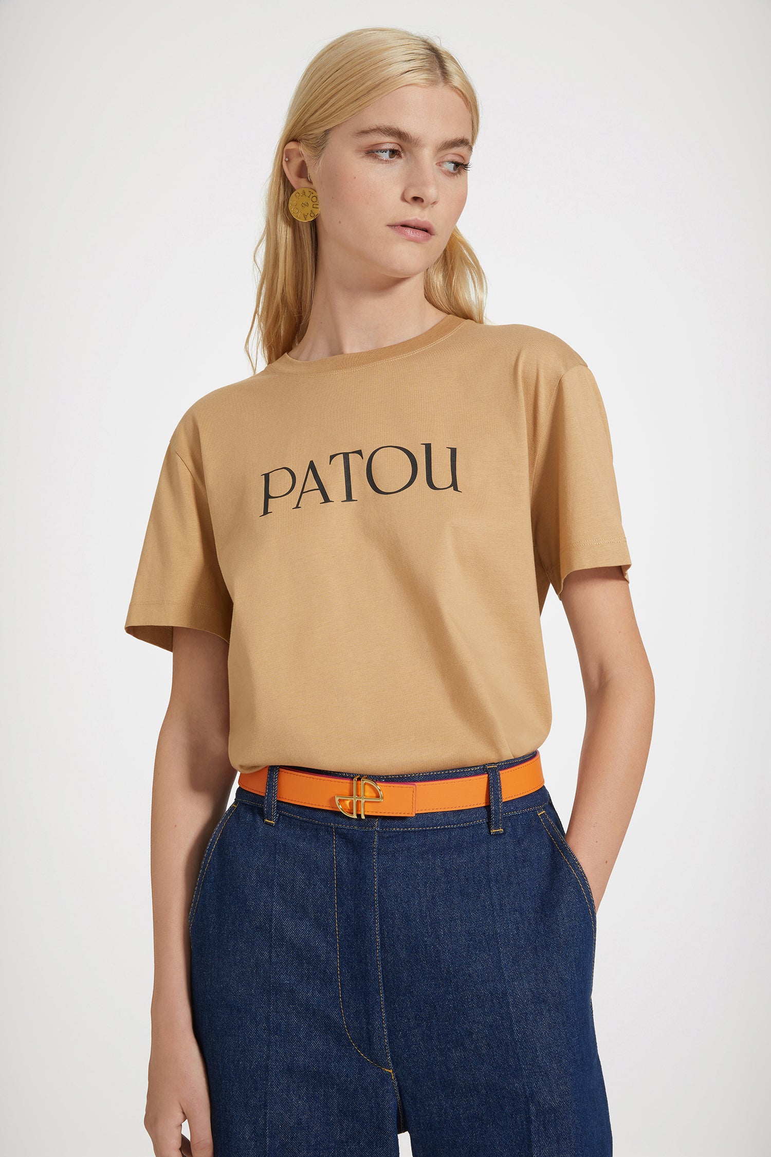 Patou BE001 ceinture cuir orange réversible