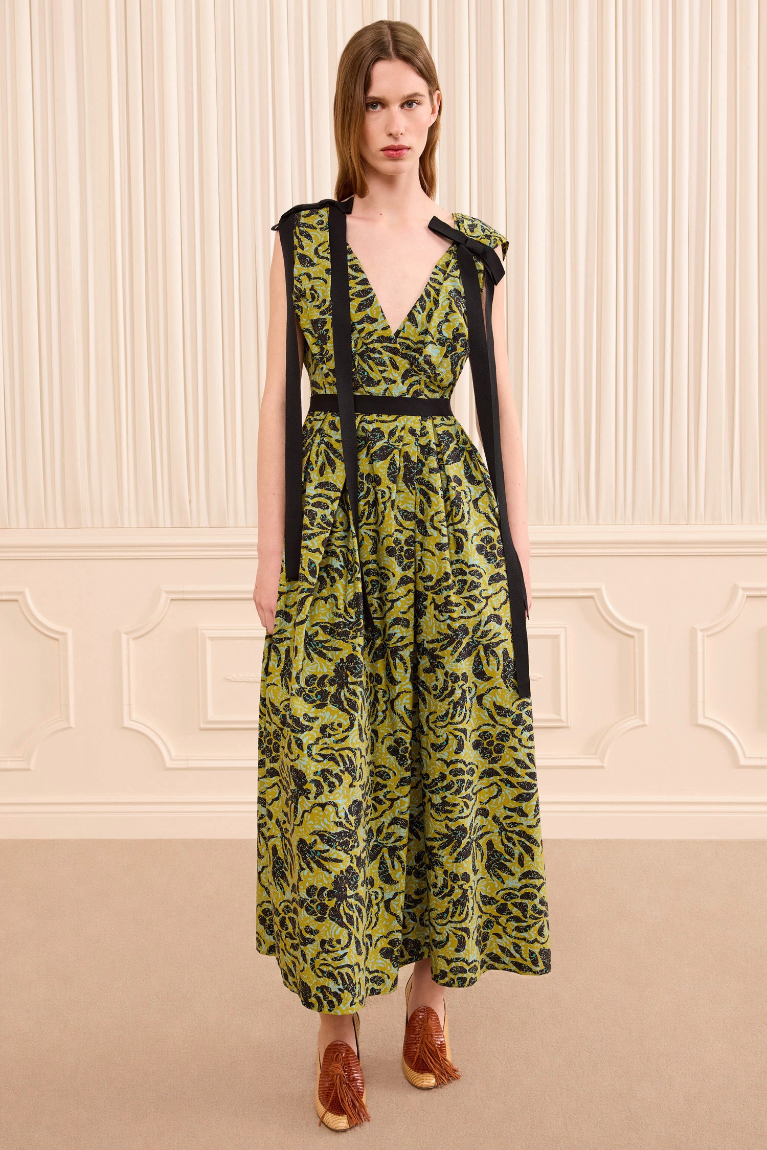 Ulla Johnson Karina robe maxi coton Chartreuse fleurie