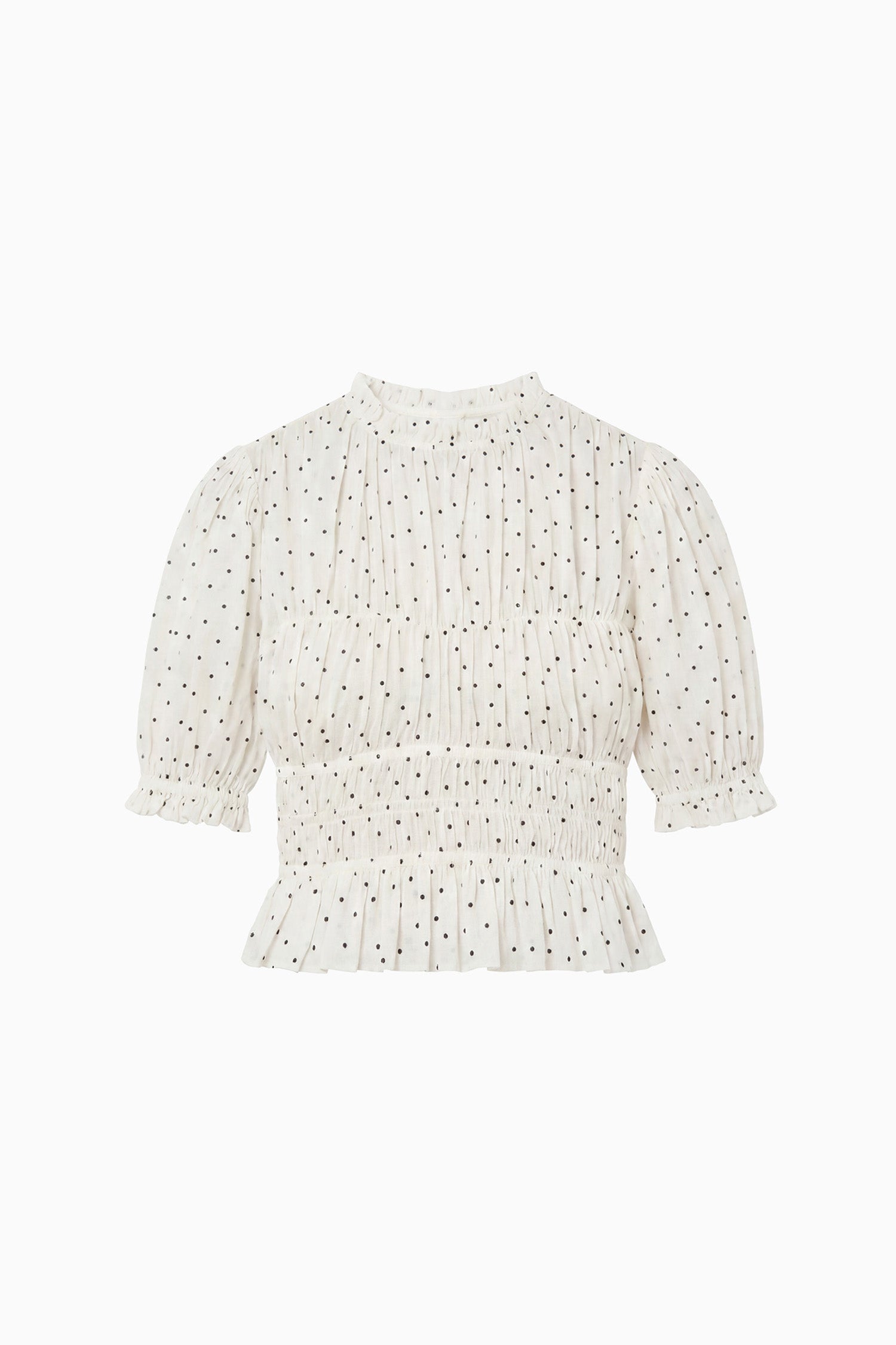Ulla Johnson Rae top coton Blanc à pois manche courte