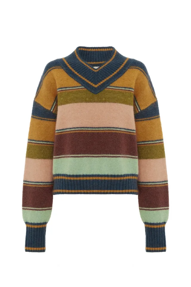 Alemäis Dusk V Neck Knit pull col V mohair rayé