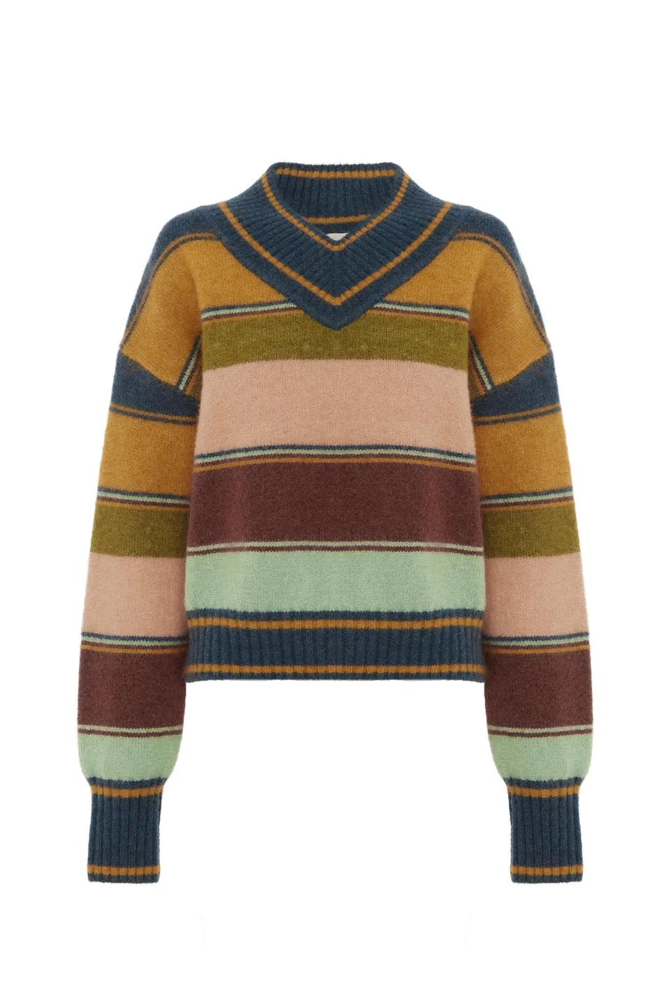 Alemäis Dusk V Neck Knit pull col V mohair rayé