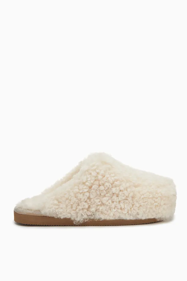 Ulla Johnson Jenny Slipper chaussons crème peau de mouton