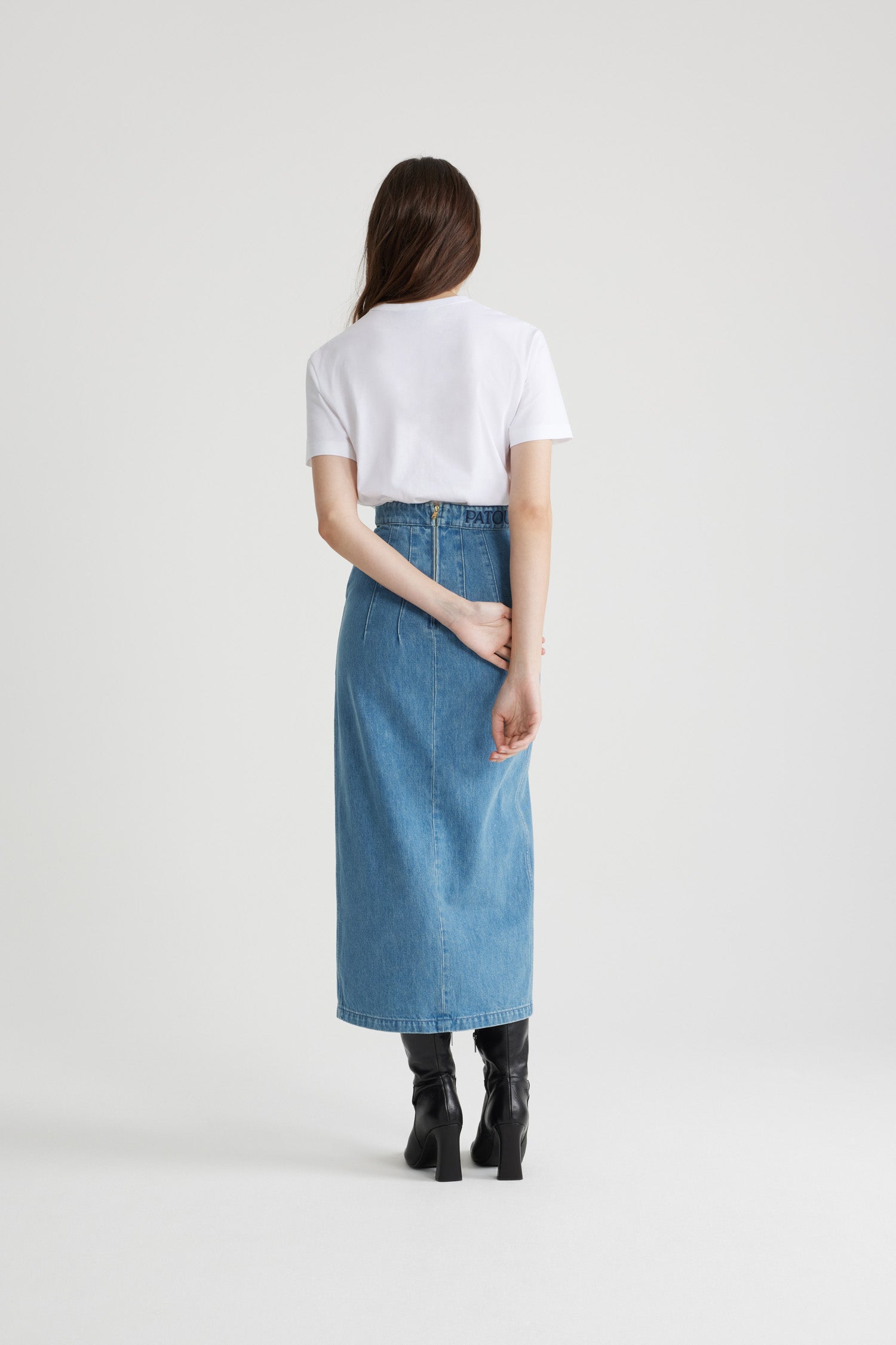 Patou H23SK0500008630B jupe midi Ice Blue bio
