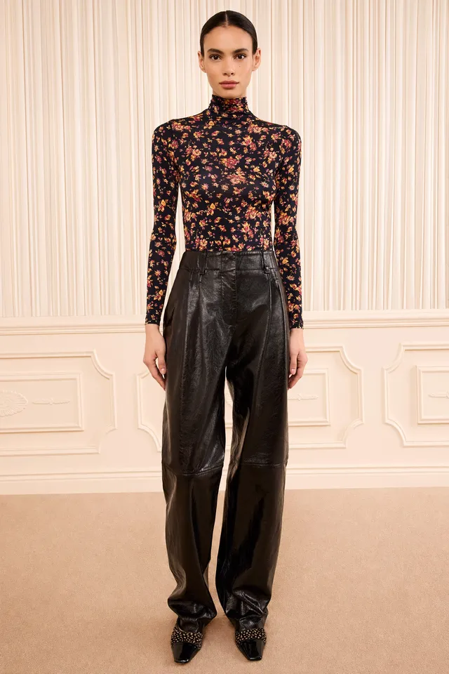 Ulla Johnson Keiran Leather Pant pantalon cuir noir agneau