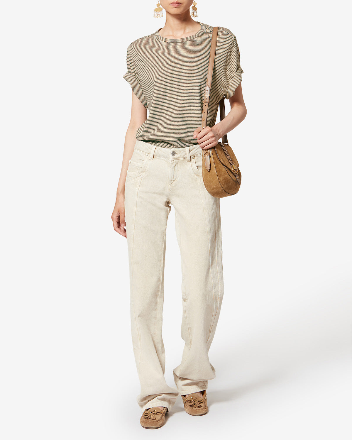Isabel Marant Zewel TS0001FD-D1N02E t-shirt noir-beige lin