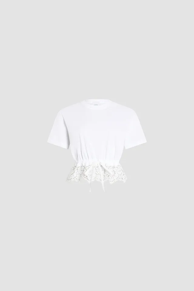 Patou JE256 t-shirt blanc dentelle coton bio court