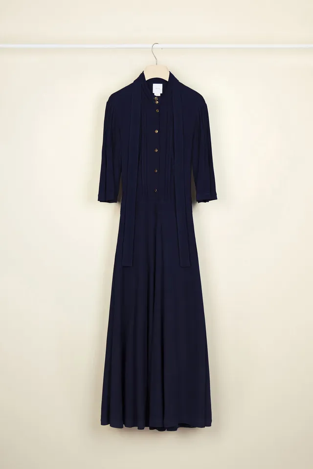 Patou DR055 Necktie midi dress robe midi encre jersey poches