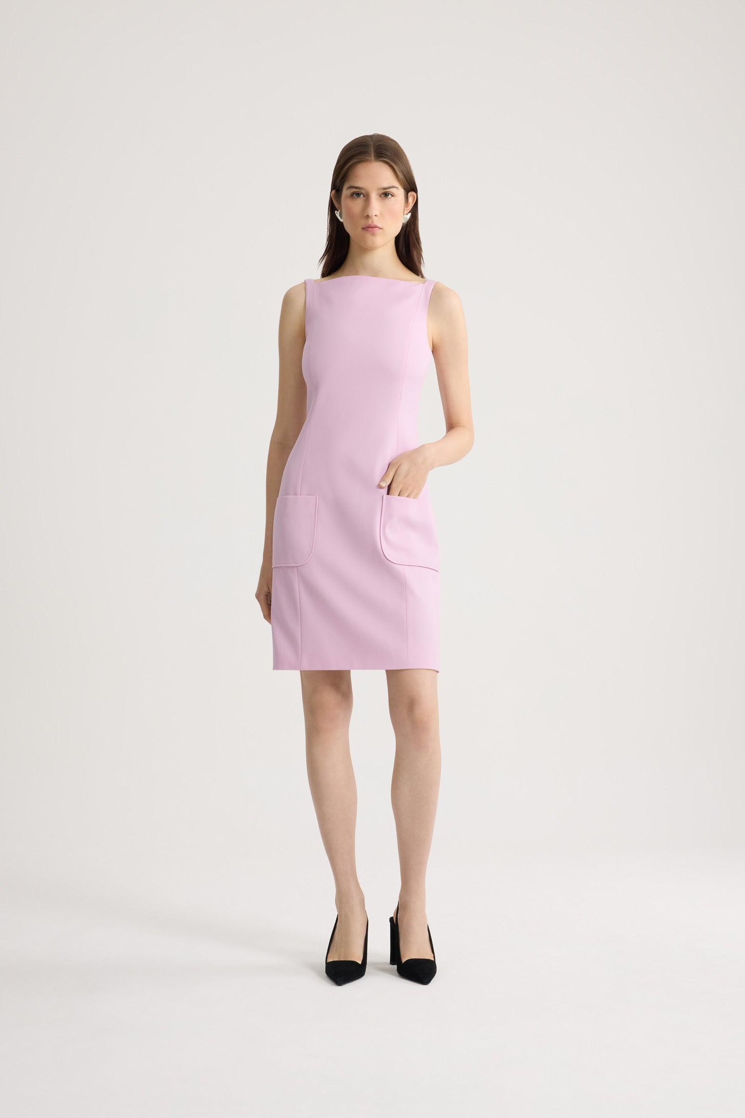 Patou P26DR2440103459P Robe bustier rose faille laine droite