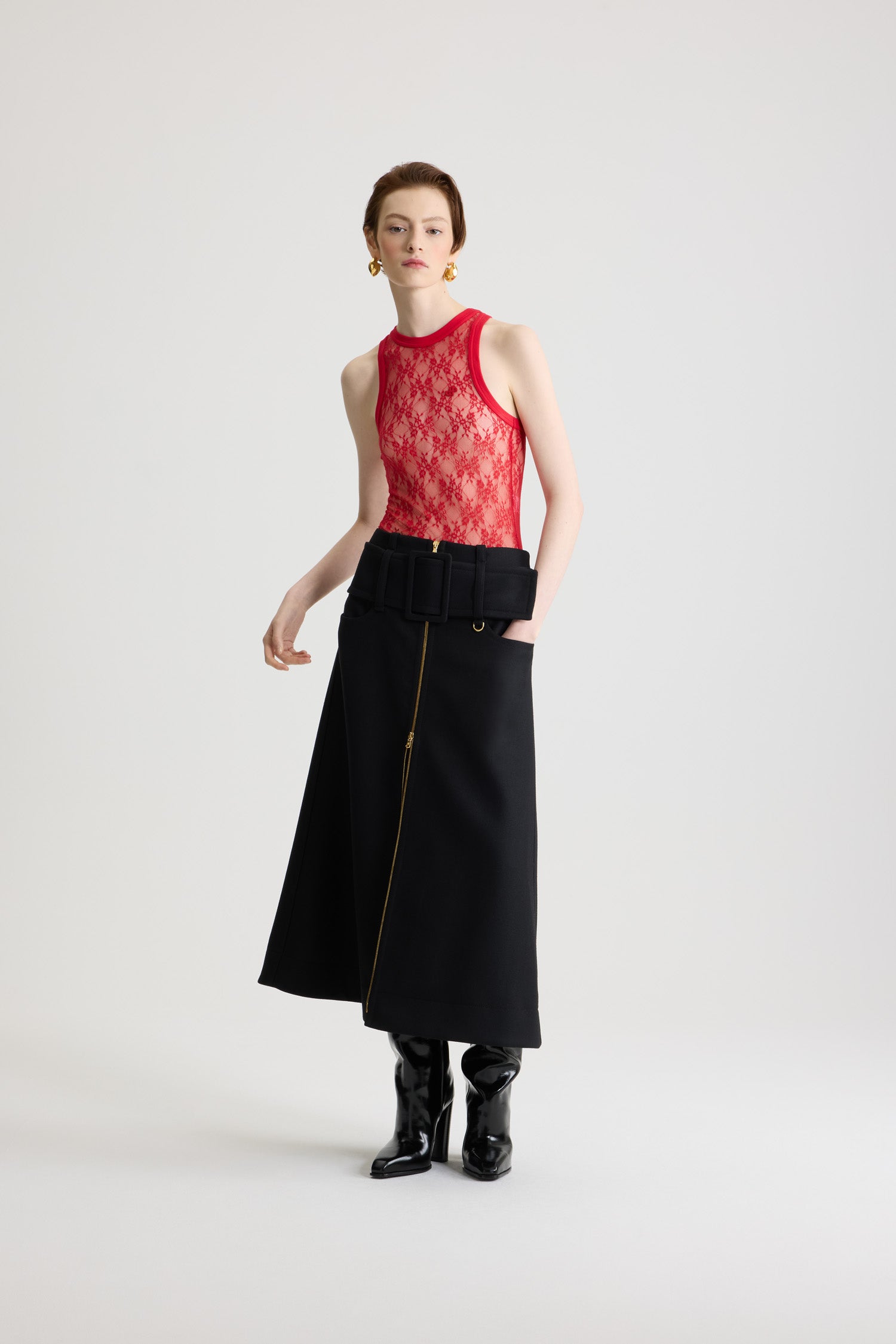 Patou Tank Top Jersey Dentelle Rouge Babylone