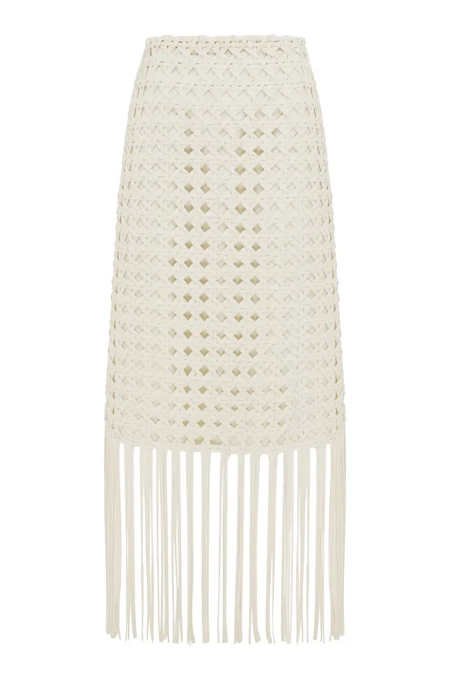 Alemaïs Weave Skirt jupe midi taille 8 viscose lin