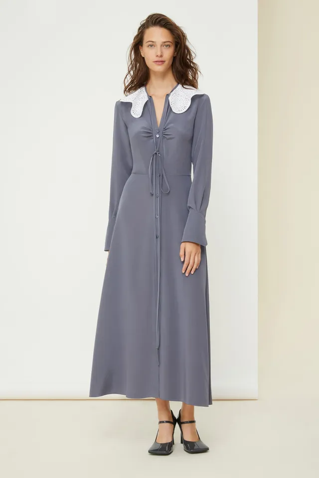 Patou P21DR0680013910A robe cocktail satin gris
