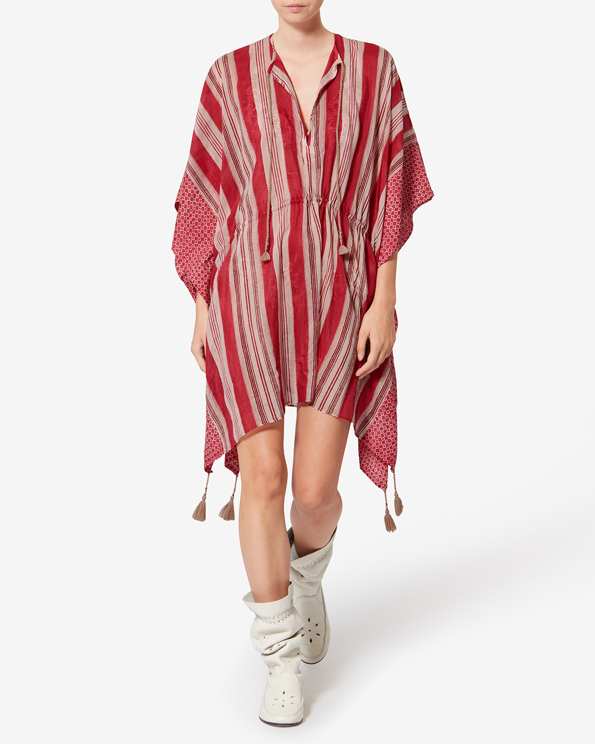 Isabel Marant Loreliz kaftan rouge coton soie