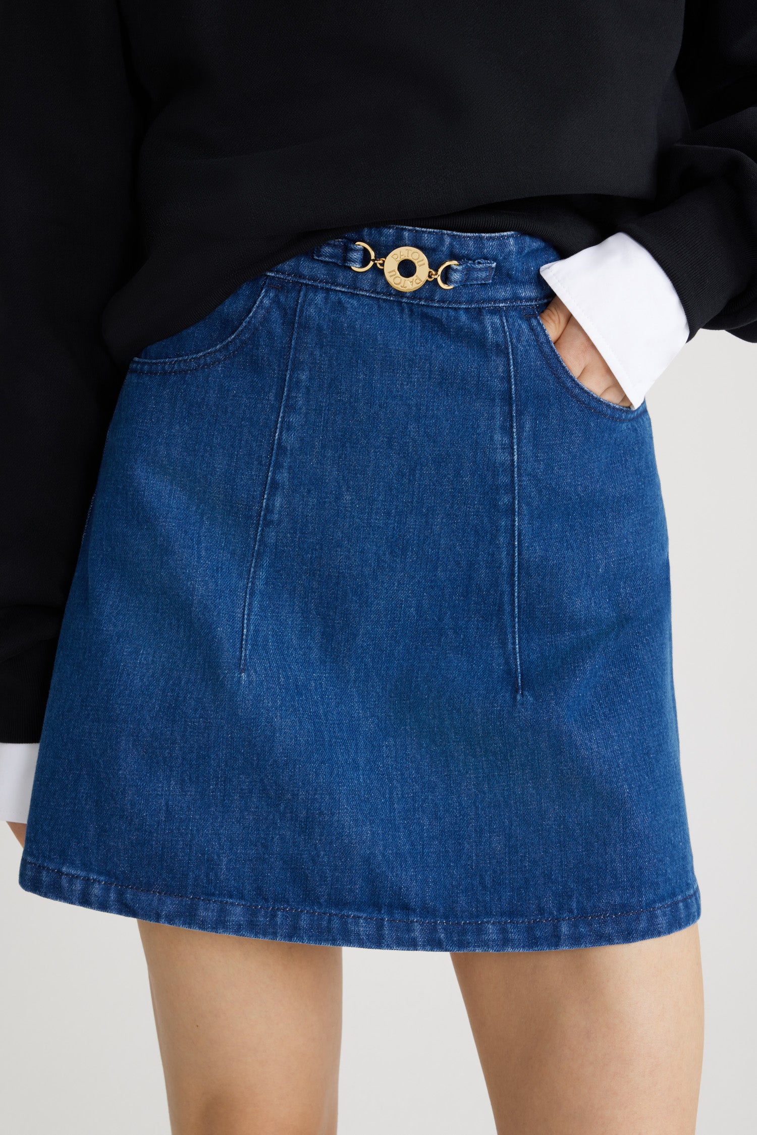 Patou H24SK042 jupe jean denim bio Stonewash trapèze