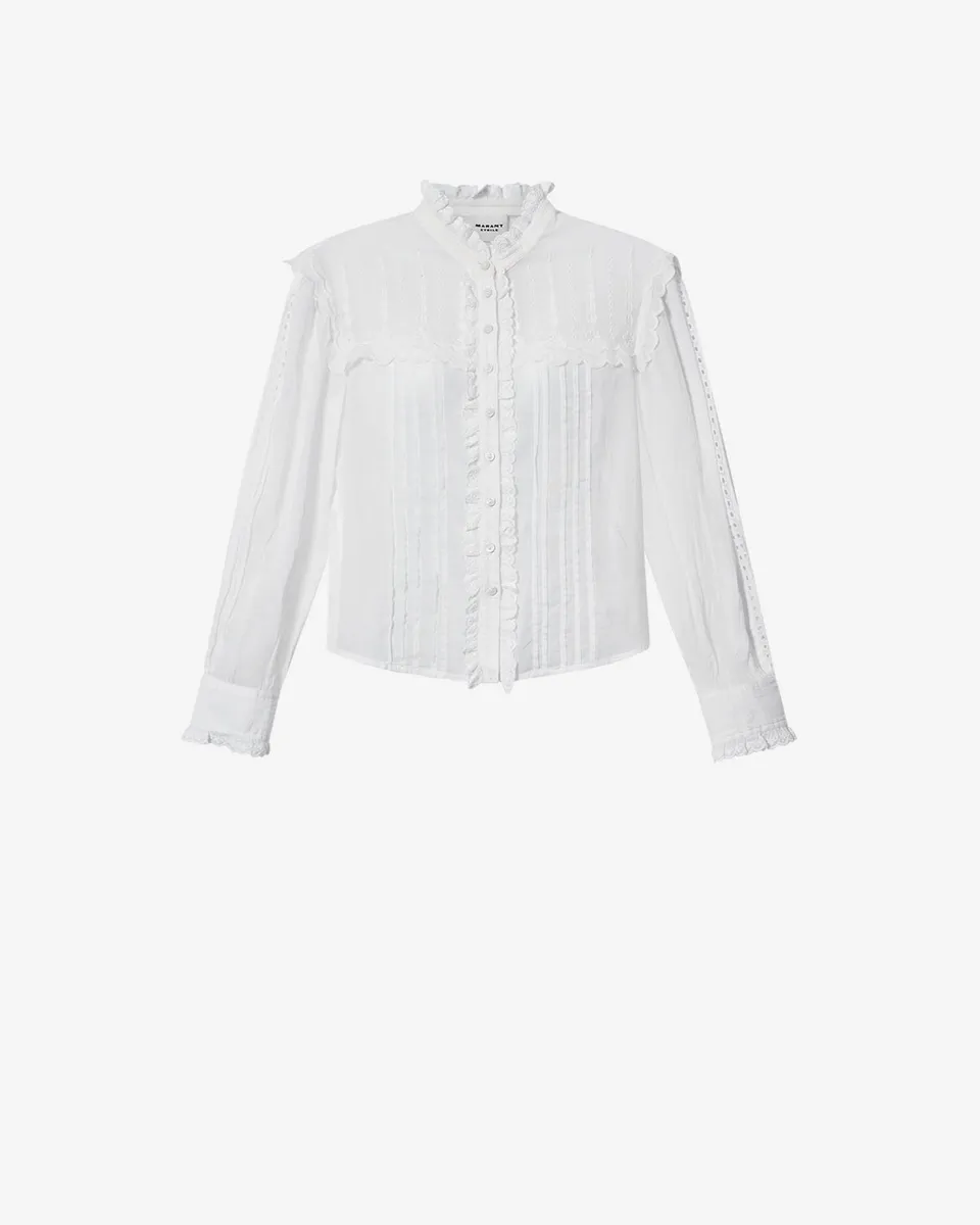 Isabel Marant Lonzie HT0970FA chemisier coton blanc brodé