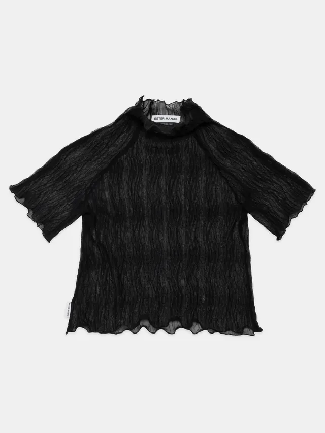 Ester Manas Black Crumpled Easy Top noir XS/S