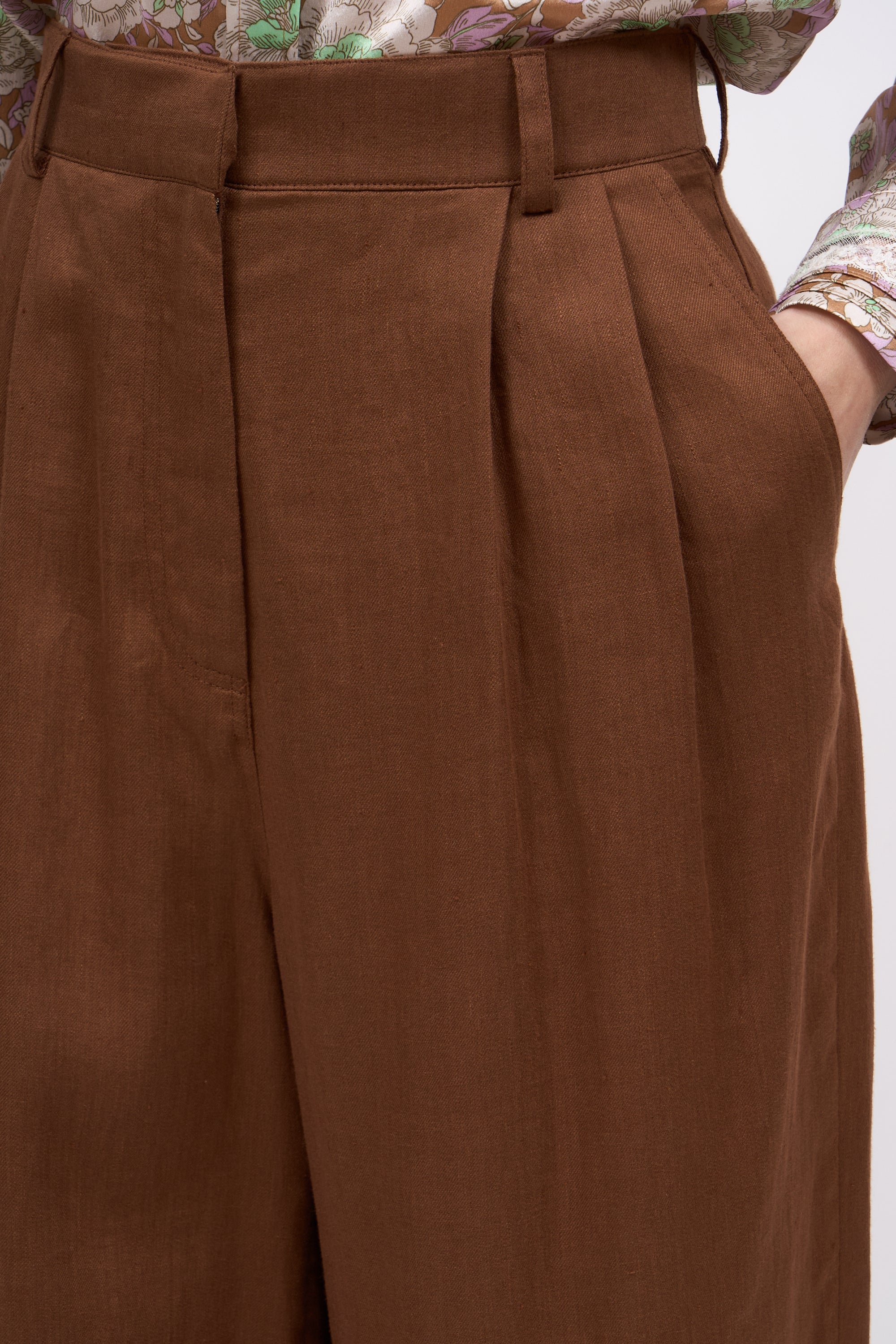 Paul & Joe Tailoring Mataram pantalon lin taille haute vert