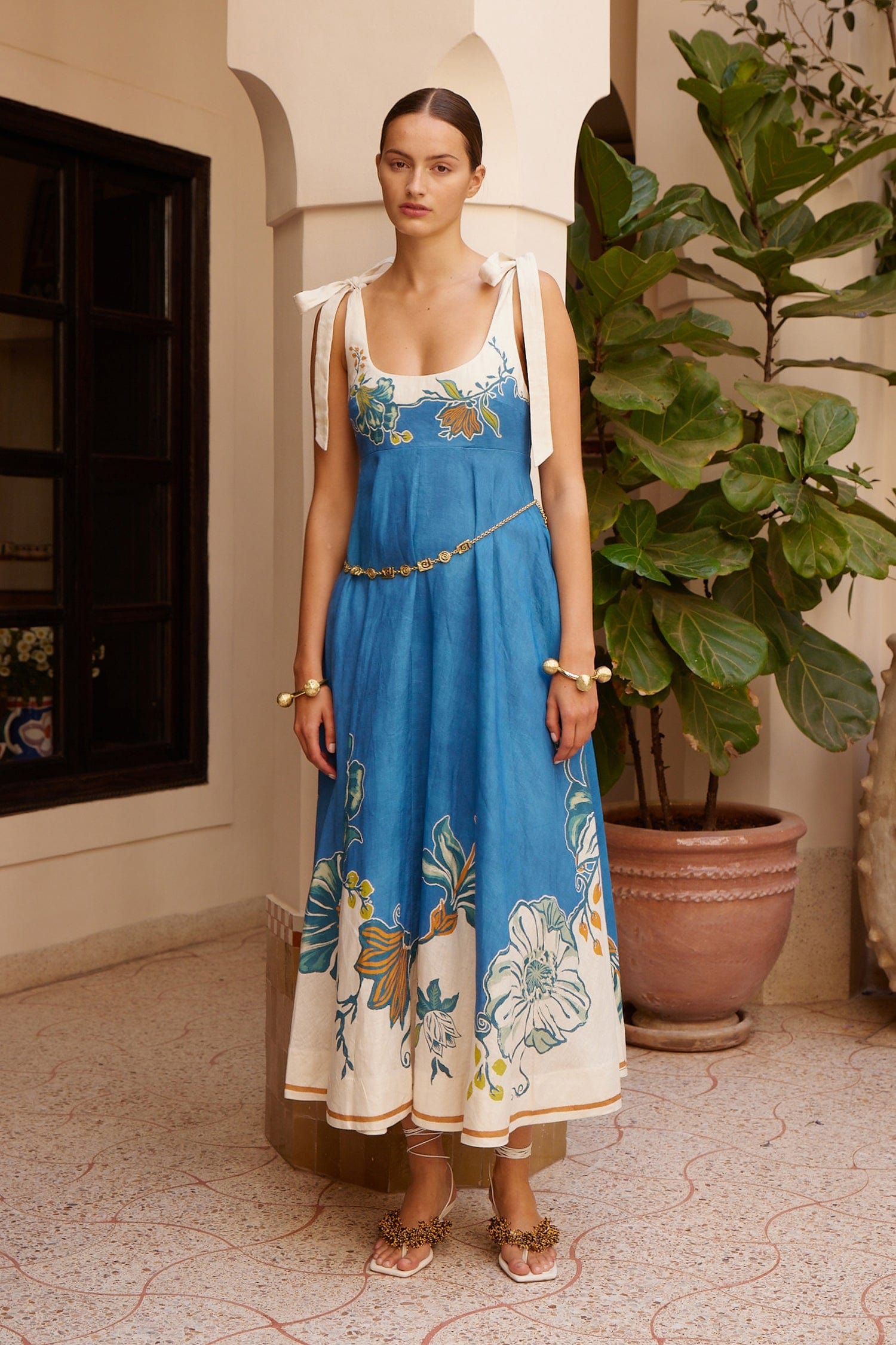 Alemais Luda Ballet Sundress robe midi lin
