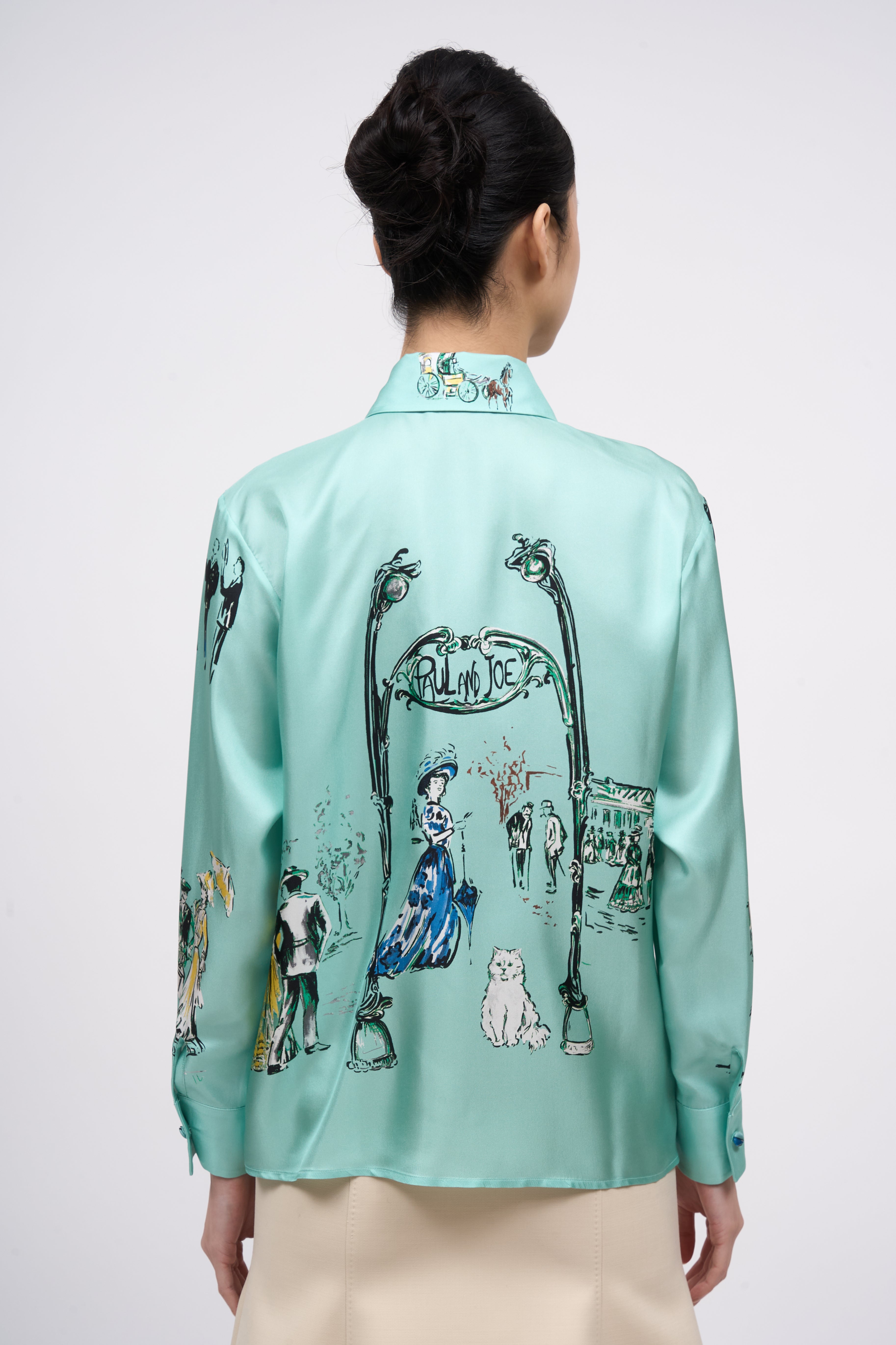 Paul & Joe Chemise Soie Vie Parisienne Vert d’eau droite