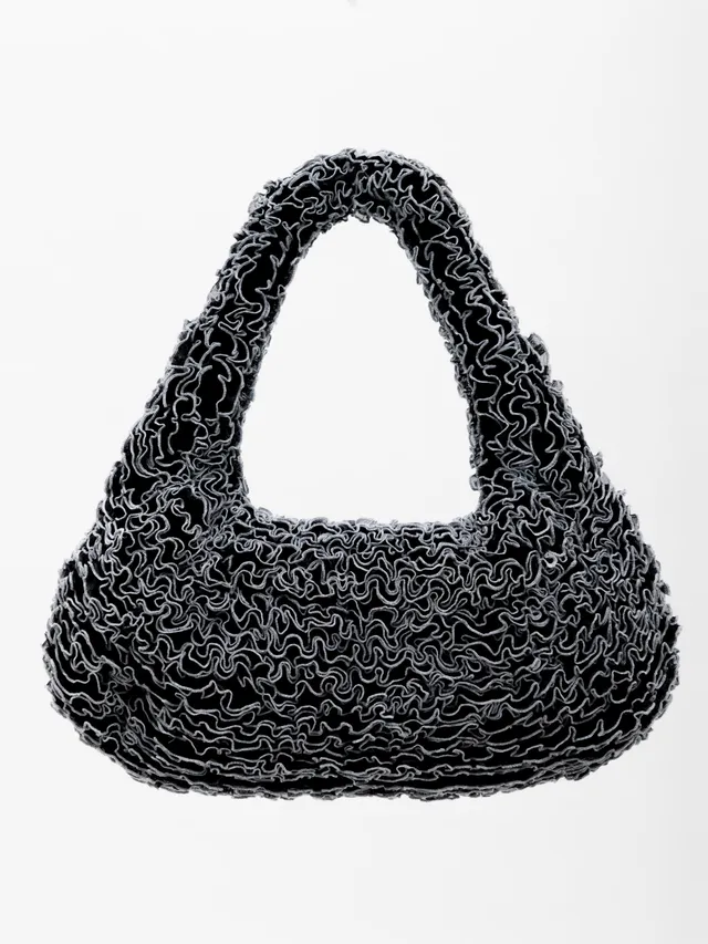 Ester Manas Cancan Totebag sac noir maille ruchée