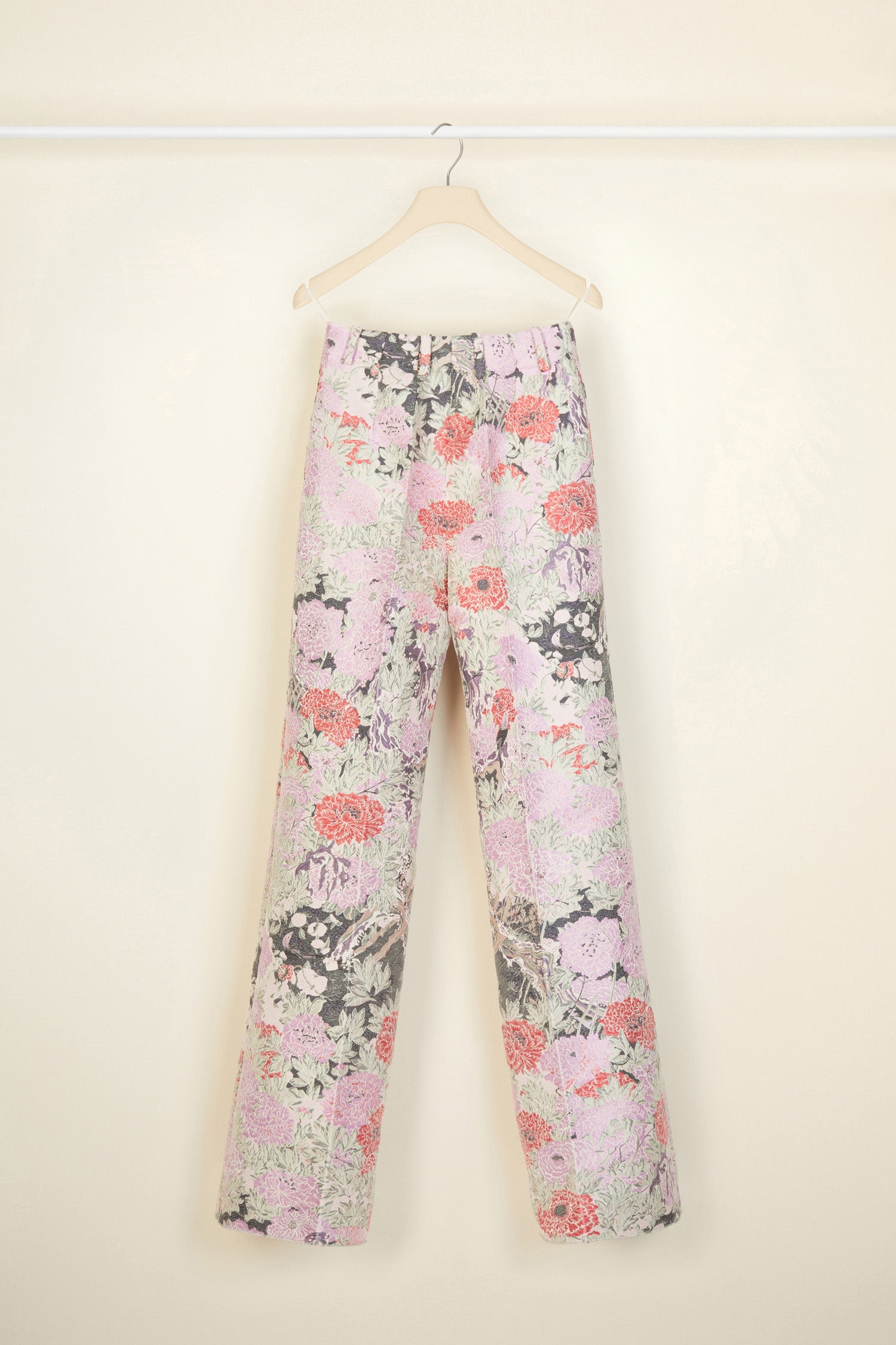 Patou TR009 pantalon droit jacquard coton Birds and Peonies