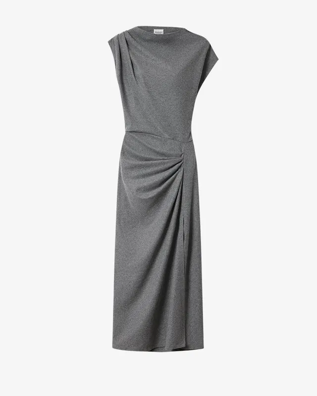 Isabel Marant Naerys robe longue jersey gris drapé