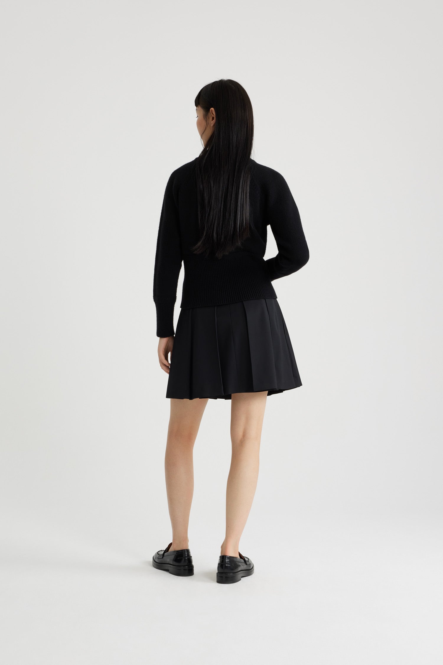 Patou KN193 pull col roulé Noir laine cachemire