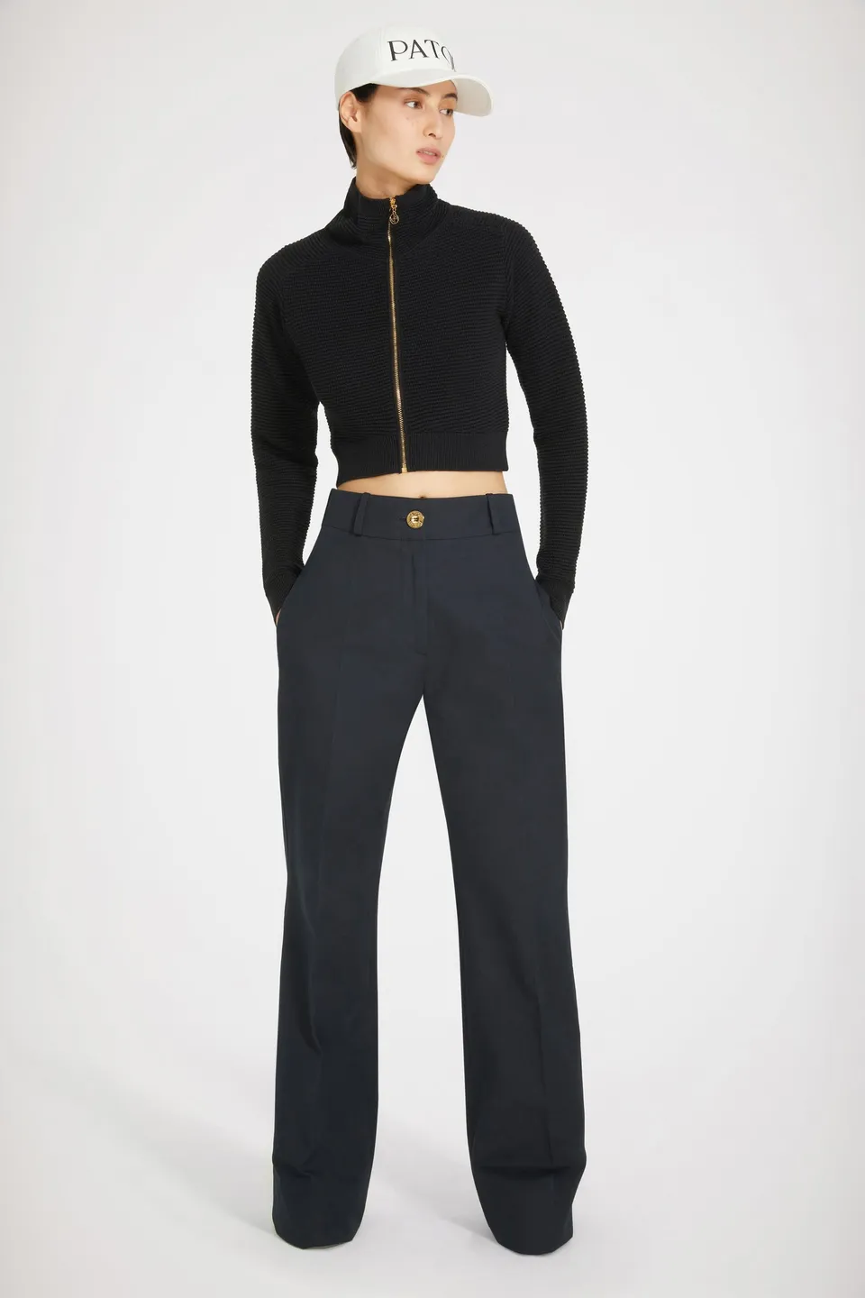 Patou TR023 pantalon évasé bleu nuit coton bio