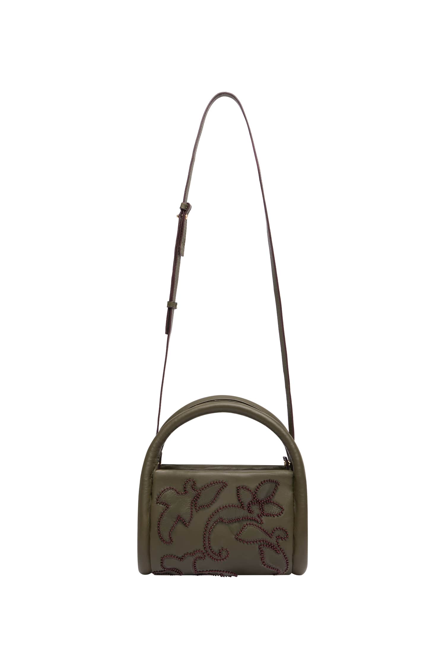 Alemais Duke sac cuir olive appliqué perles taille OS
