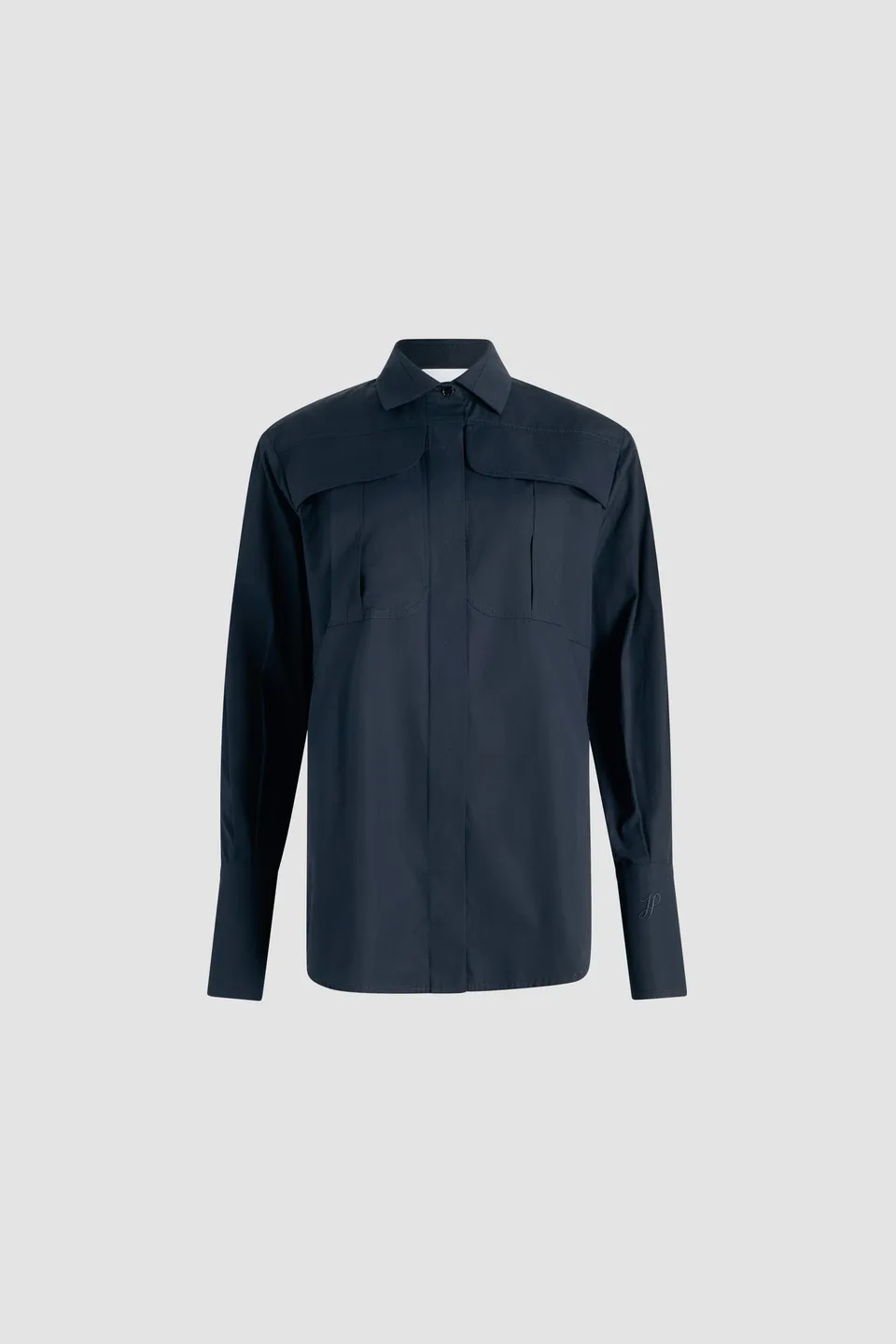 Patou P25BL0360017699N chemise safari navy coton bio droite
