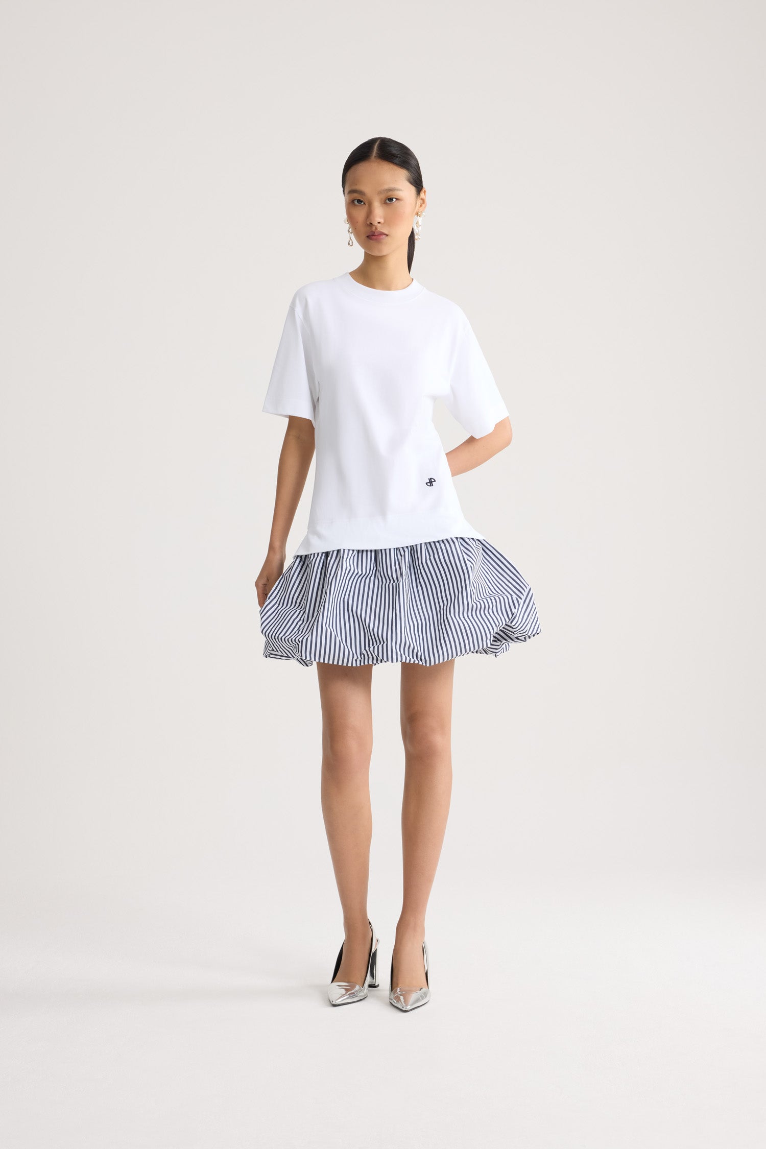Patou JE226 robe coton bio blanche rayures offshore
