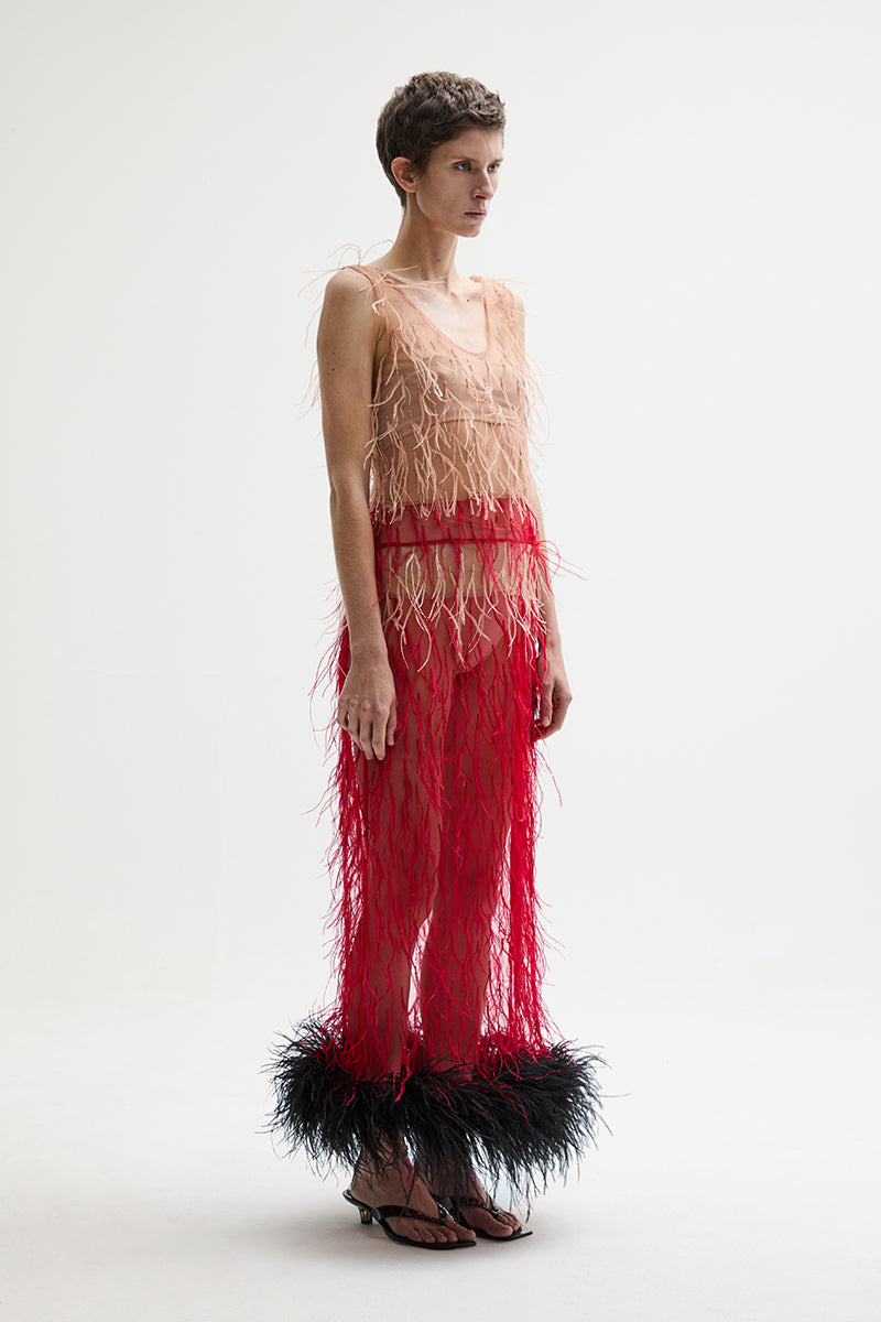ATU Body Couture Skirts HARPY dress robe midi plumes S