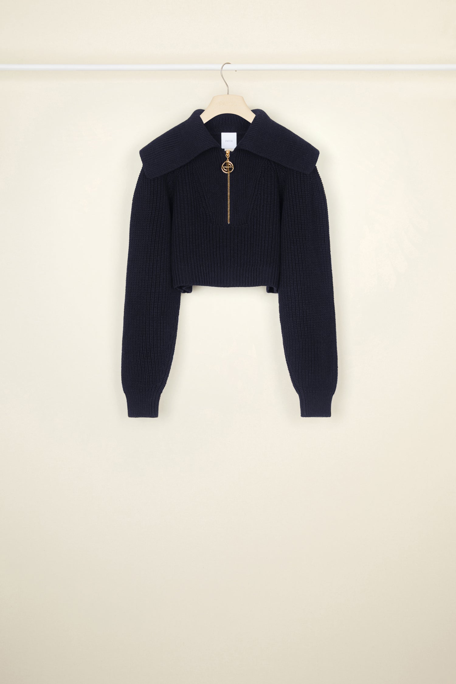 Patou Sailor P22KN067 pull col marin bleu nuit laine recyclée