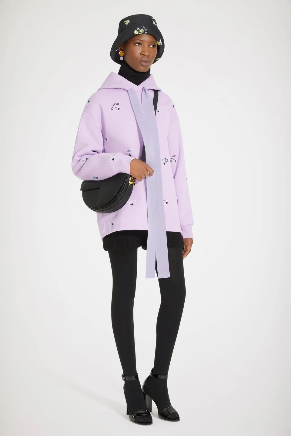 Patou sweat hoodie coton bio lilas brodé oversize