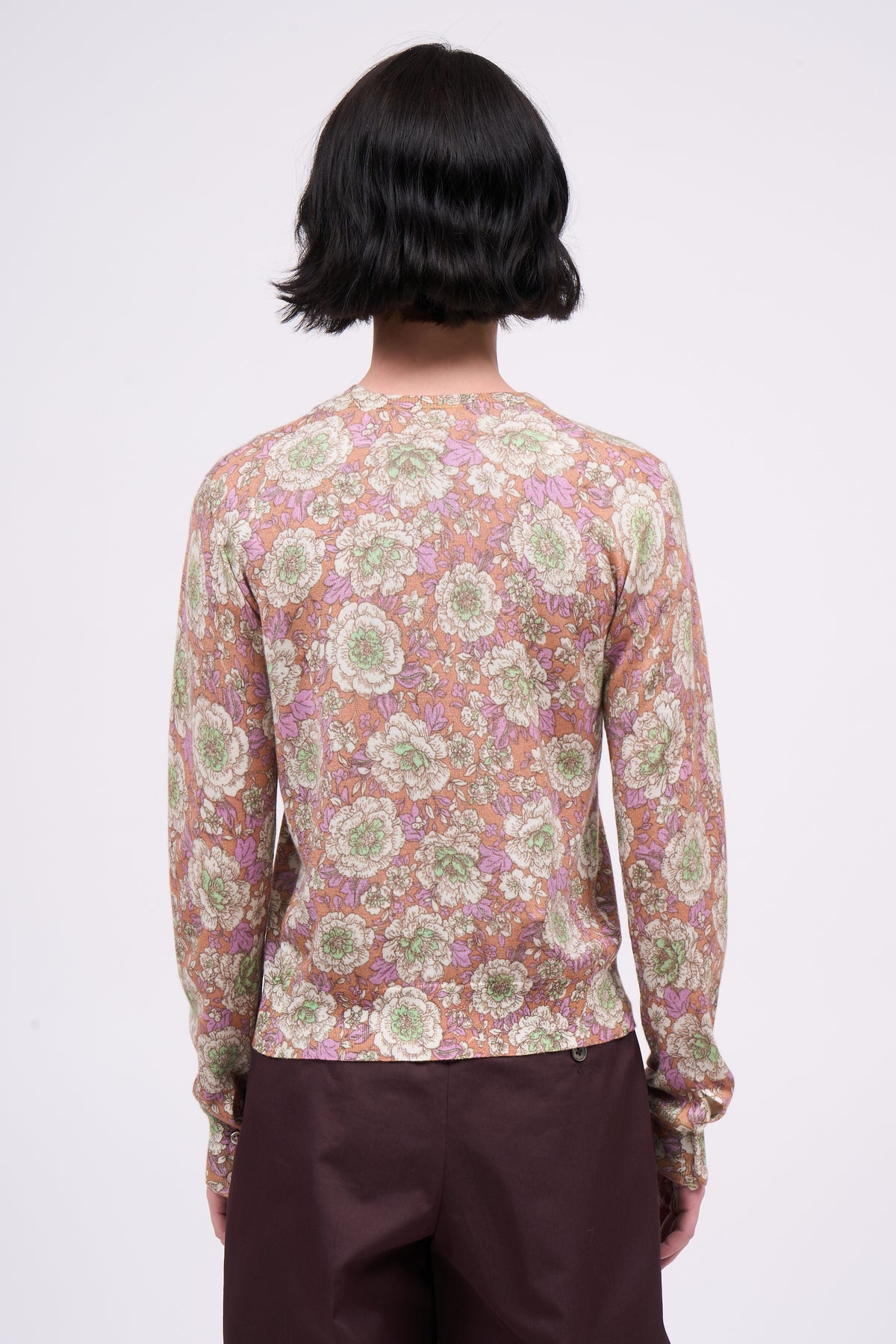 Paul & Joe Myosotis cardigan cachemire soie imprimé pivoines